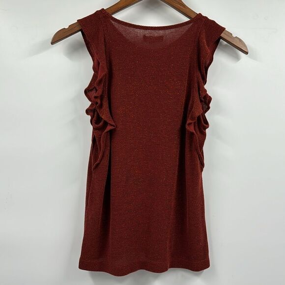 Madewell Metallic Ruffle Tank Rust XS - Picture 6 of 7